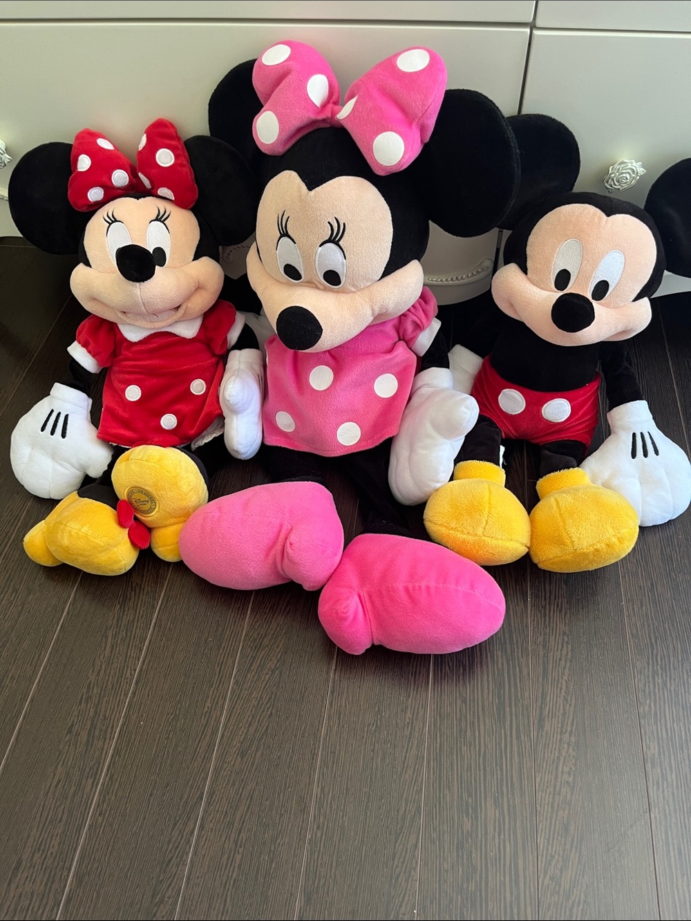 Disney Minnie & Mickey Plush Trio - Pink, Red, Yellow Accents
